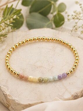 The Mesa 14kt Gold Plated & Multicolored Beaded Bracelet